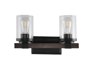 Bungalow Iron/Seeded Glass Rustic Farmhouse LED Vanity Light - JONATHAN Y
